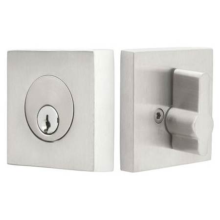 Emtek Square Single Cylinder Stainless Steel Deadbolt Brushed Stainless Steel