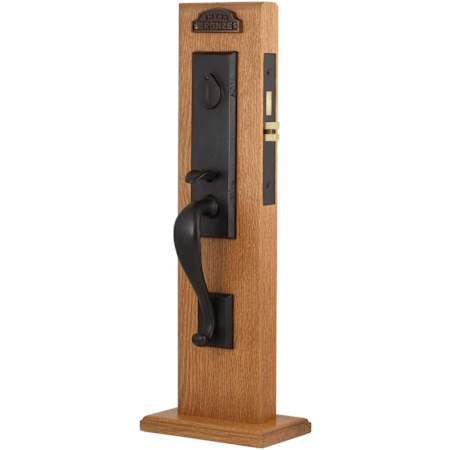 Emtek Sandcast Rectangular Style UL Mortise Dummy Handleset from the Sandcast Bronze Collection Flat Black