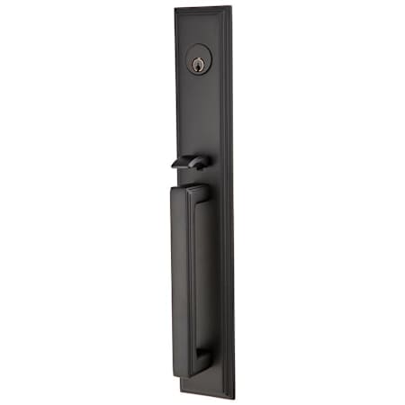 Emtek Melrose Style Single Cylinder UL Mortise Handleset from the Brass Modern Collection Flat Black