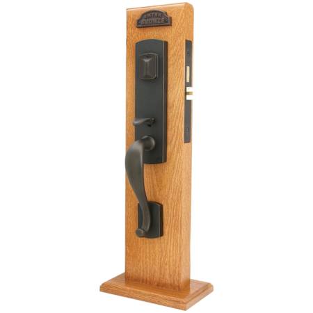 Emtek Morgan Style Single Cylinder UL Mortise Handleset from the Sandcast Bronze Collection Medium Bronze