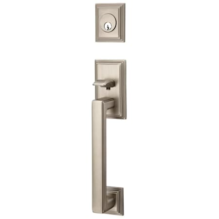 Emtek Hamden Double Cylinder Keyed Entry Handleset from the Brass Modern Collection Pewter
