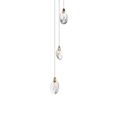 ET2 Pebble 4 Light 8" Wide LED Suspension Multi Light Pendant Black / Polished Gold