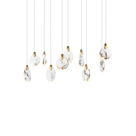ET2 Pebble 13 Light 36" Wide LED Suspension Linear Pendant Black / Polished Gold