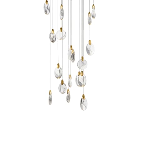 ET2 Pebble 22 Light 22" Wide LED Suspension Multi Light Pendant Black / Polished Gold