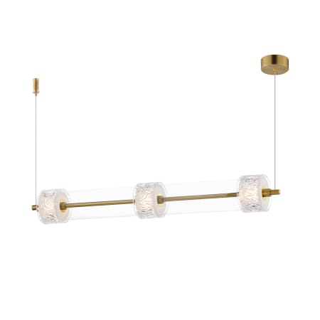 ET2 Elysian 3 Light 42" Wide LED Linear Pendant Natural Aged Brass