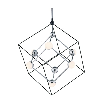 ET2 Ion 7 Light 22" Wide LED Abstract Chandelier Black / Polished Chrome