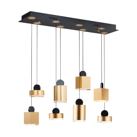 ET2 Nob 8 Light 33" Wide LED Abstract Linear Pendant Black / Gold