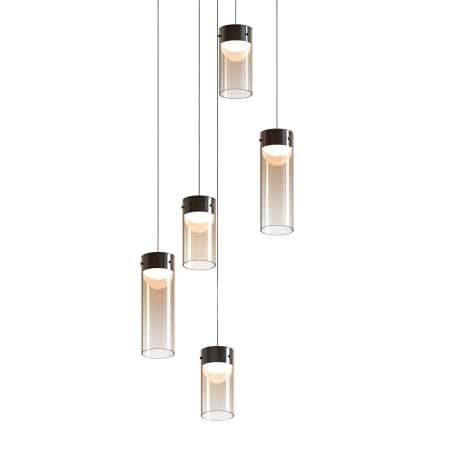 ET2 Highball 17" Wide LED Multi Light Pendant with Amber Shades Gunmetal