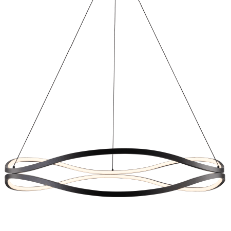 ET2 Curvo 39" Wide LED Abstract Ring Chandelier Black