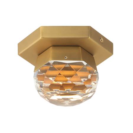 ET2 Allumettes 6" Wide LED Flush Mount Globe Ceiling Fixture Gold / Clear Crystal
