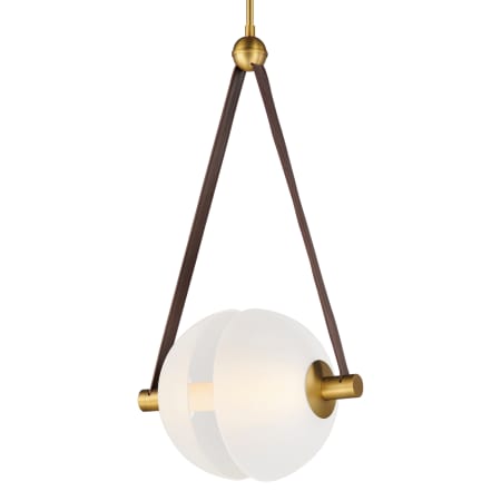 ET2 Dispatch 12" Wide LED Pendant with Leather Accents Natural Aged Brass