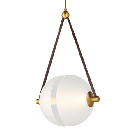 ET2 Dispatch 16" Wide LED Pendant with Leather Accents Natural Aged Brass