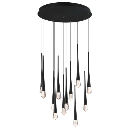 ET2 Pierce 25" Wide LED Crystal Multi Light Pendant Black