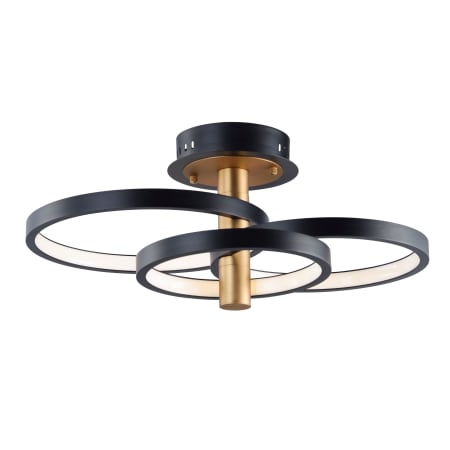ET2 Hoopla 26" Wide Semi-flush Ceiling Fixture Black / Gold