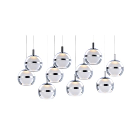 ET2 Swank 10 Light 32" Wide LED Suspension Linear Pendant Polished Chrome