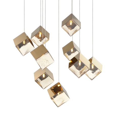 ET2 Ice Cube 9 Light 34" Wide LED Multi Light Pendant French Gold / Amber