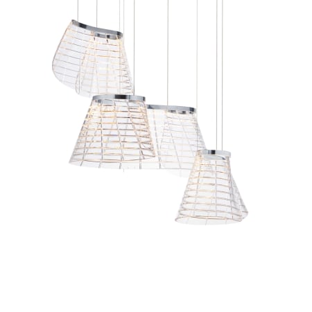 ET2 Tartan 3 Light 24" Wide LED Abstract Multi Light Pendant Polished Chrome