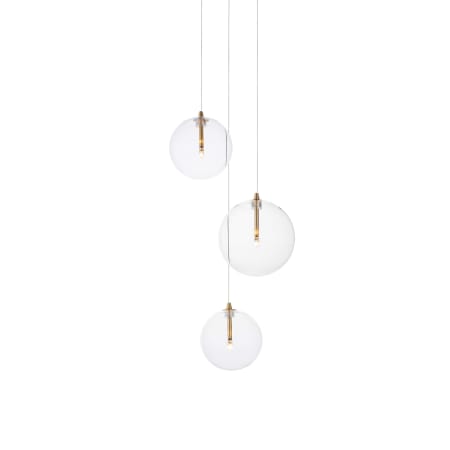 ET2 Global 3 Light 12" Wide LED Multi Light Pendant Natural Aged Brass