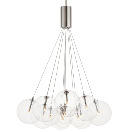 ET2 Burst 12 Light 27" Wide LED Pendant with Clear Shades Satin Nickel