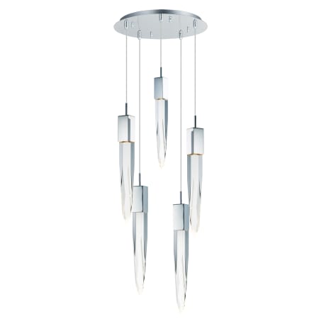 ET2 Quartz 5 Light 16" Wide LED Multi Light Pendant Polished Chrome