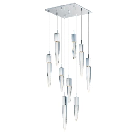 ET2 Quartz 9 Light 16" Wide LED Multi Light Pendant Polished Chrome