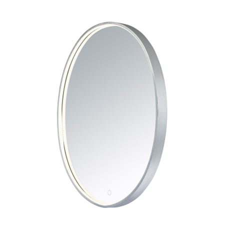 ET2 Mirror 23-3/4" W x 29-1/2" H Contemporary Oval Metal Framed Bathroom Wall Mirror with LED Lighting Brushed Aluminum