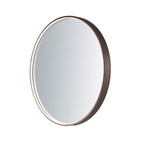 ET2 Mirror 27-1/2" Diameter Contemporary Circular Metal Framed Bathroom Wall Mirror with LED Lighting Anodized Bronze