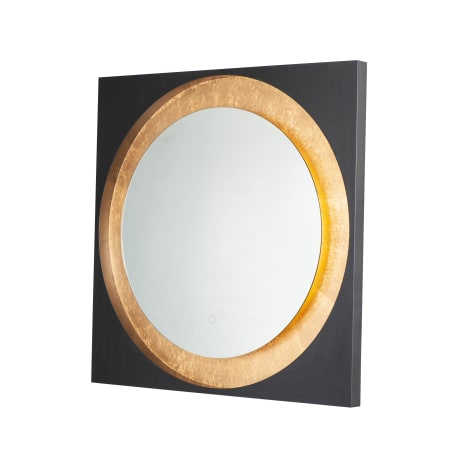 ET2 Floating 31-1/2" Diameter Circular Metal Framed Bathroom Wall Mirror with LED Lighting Gold Leaf / Black