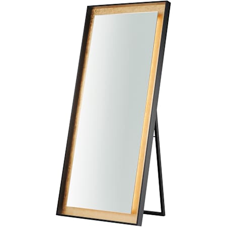 ET2 Floating 30"W x 67"H Rectangular Flat Framed Accent Mirror Gold Leaf / Black
