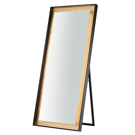 ET2 Floating 30"W x 67"H Rectangular Flat Framed Accent Mirror Gold Leaf / Black