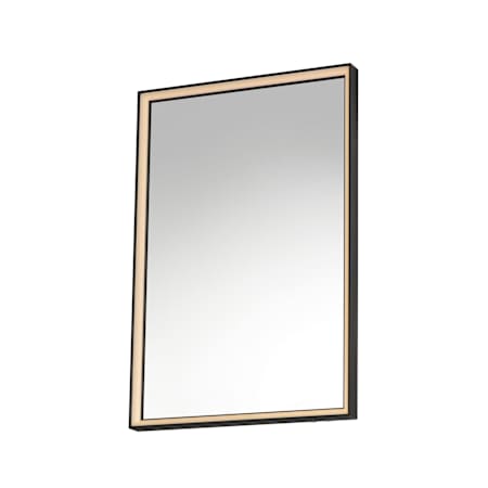 ET2 Bevel 24" W x 30" H Transitional Rectangular Framed Bathroom Wall Mirror with LED Lighting Brushed Black