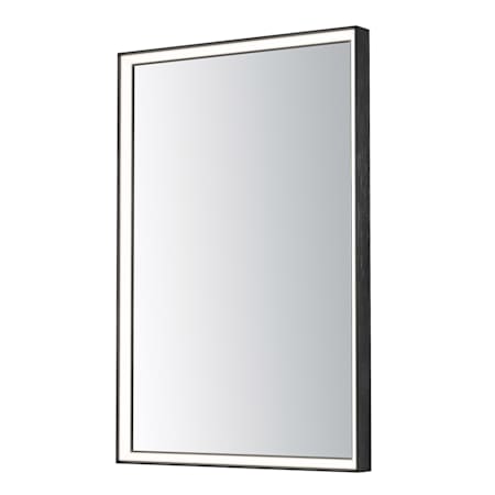ET2 Bevel 30" W x 36" H Transitional Rectangular Framed Bathroom Wall Mirror with LED Lighting Brushed Black