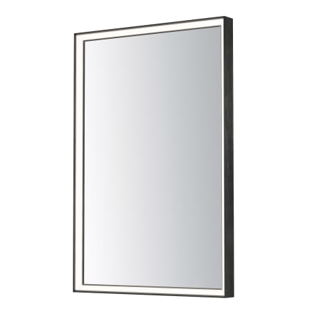 ET2 Bevel 30" W x 36" H Transitional Rectangular Framed Bathroom Wall Mirror with LED Lighting Brushed Black
