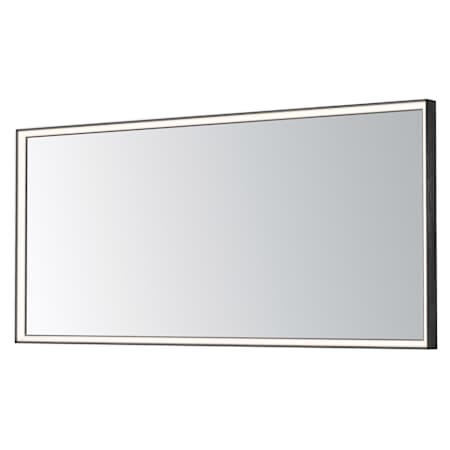 ET2 Bevel 60" W x 28" H Transitional Rectangular Framed Bathroom Wall Mirror with LED Lighting Brushed Black