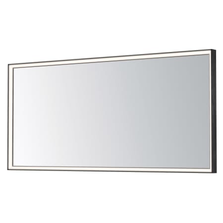 ET2 Bevel 60" W x 28" H Transitional Rectangular Framed Bathroom Wall Mirror with LED Lighting Brushed Black