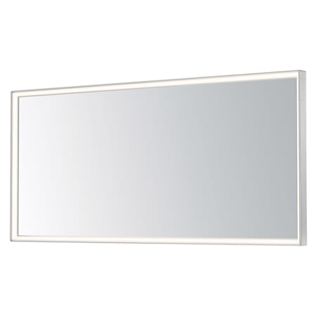 ET2 Bevel 60" W x 28" H Transitional Rectangular Framed Bathroom Wall Mirror with LED Lighting Satin Nickel
