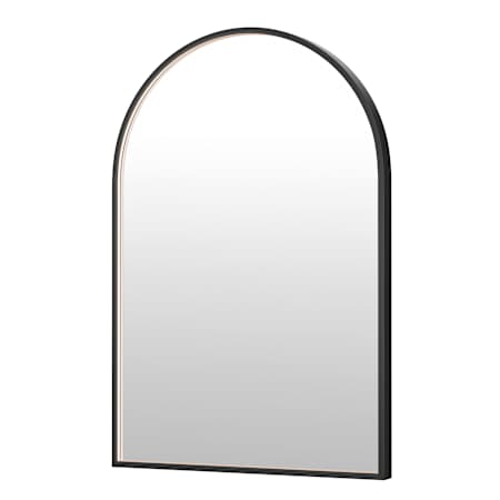 ET2 Elisse 24"W x 36"H Arched Flat Aluminum Framed Wall Mounted Bathroom Mirror with LED Lighting Black