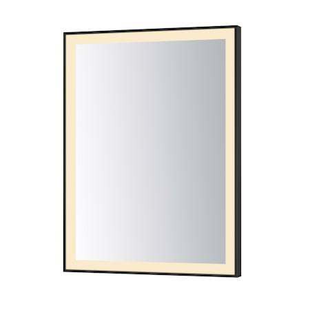 ET2 Framed 24"W x 32"H Rectangular Flat Steel Framed Wall Mounted Bathroom Mirror with LED Lighting Black