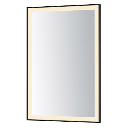 ET2 Framed 24"W x 36"H Rectangular Flat Steel Framed Wall Mounted Bathroom Mirror with LED Lighting Black