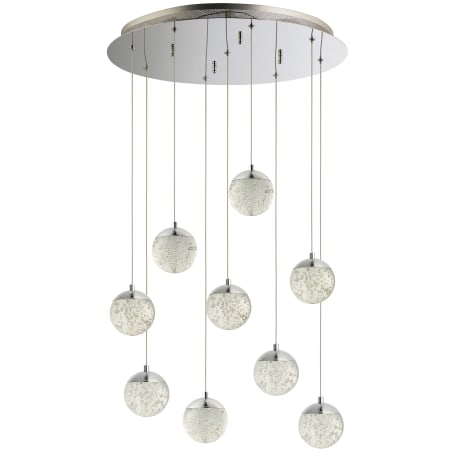 ET2 Orb II 22" Wide LED 9 Light Pendant with Crystal Bubble Glass Shades Polished Chrome
