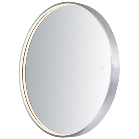 ET2 Mirror 27-1/2" Diameter Contemporary Circular Metal Framed Bathroom Wall Mirror with LED Lighting Brushed Aluminum