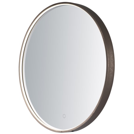 ET2 Mirror 27-1/2" Diameter Contemporary Circular Metal Framed Bathroom Wall Mirror with LED Lighting Anodized Bronze