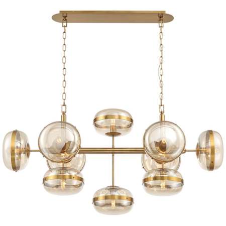 Eurofase Lighting Nottingham 10 Light 22" Wide Linear Chandelier Brass