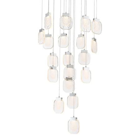 Eurofase Lighting Paget 29" Wide 3000K LED Round 19-Light Pendant with Piastra Glass Shades Chrome