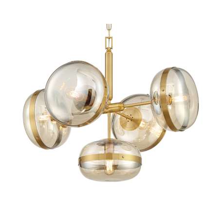 Eurofase Lighting Nottingham 5 Light 28" Wide Abstract Chandelier Ancient Brass