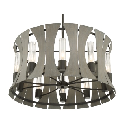 Eurofase Lighting Pennino 10 Light 29" Wide LED Drum Chandelier Matte Black / Grey Wood