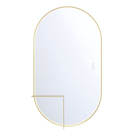 Eurofase Lighting Linden 24"W x 42"H Oval Flat Steel Framed Wall Mounted Bathroom Mirror with Lighting Gold
