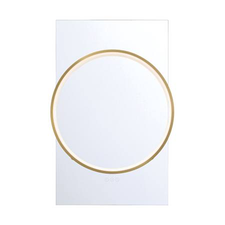 Eurofase Lighting Trails 24"W x 36"H Rectangular Flat Frameless Wall Mounted Bathroom Mirror with Lighting Gold