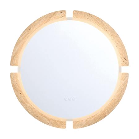 Eurofase Lighting Sadona 30" Diameter Circular Flat Framed Wall Mounted Bathroom Mirror with Lighting Travertine