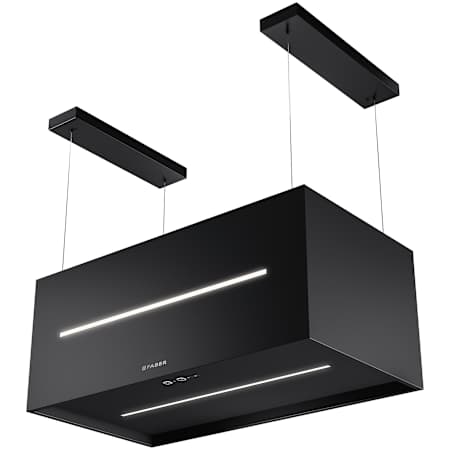 Faber Graziosa Isola Series 600 CFM 31 Inch Wide Island Range Hood with Perimeter Aspiration and Mesh Filters Matte Black